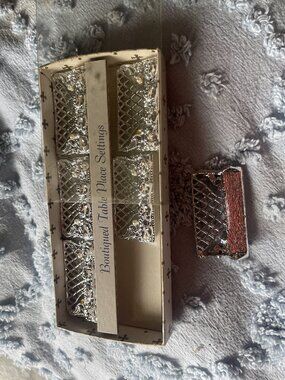 BEAUTIFUL ORNATE SILVER  NAME CARDS SET OF SIX